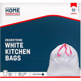 20" x 21" Drawstring White Garbage Bags- 50 Pack