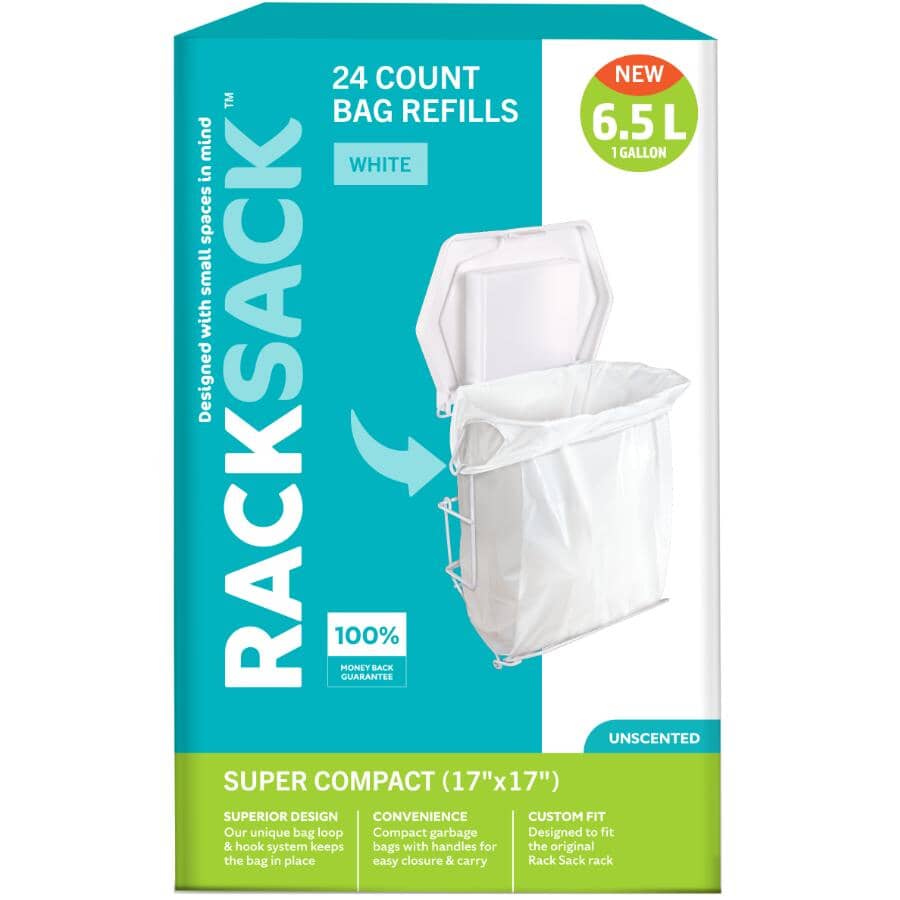 24 Pack 17" x 17" White Bathroom Garbage Bags