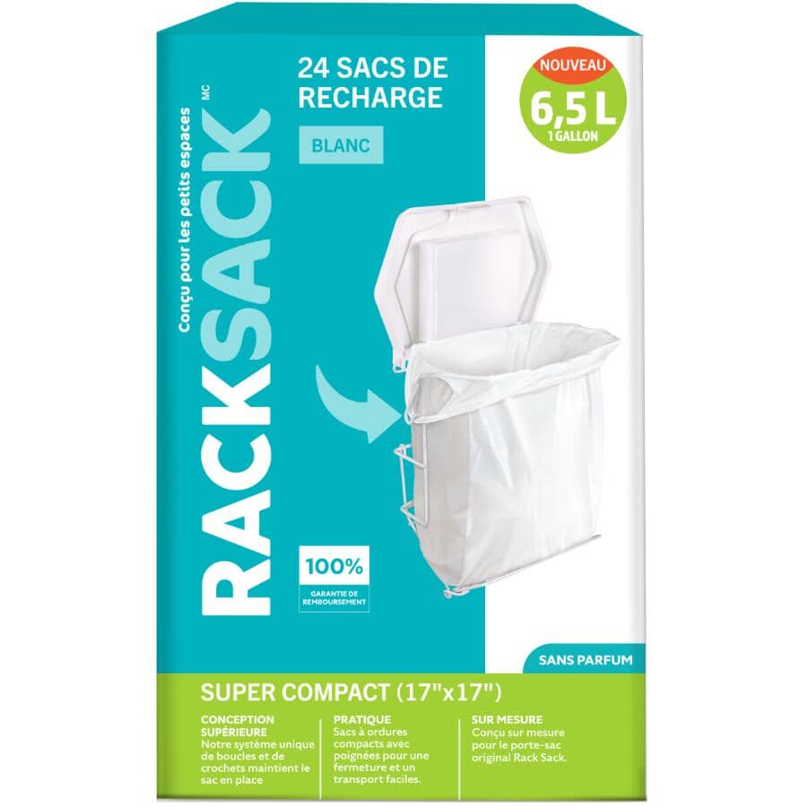 24 Pack 17" x 17" White Bathroom Garbage Bags