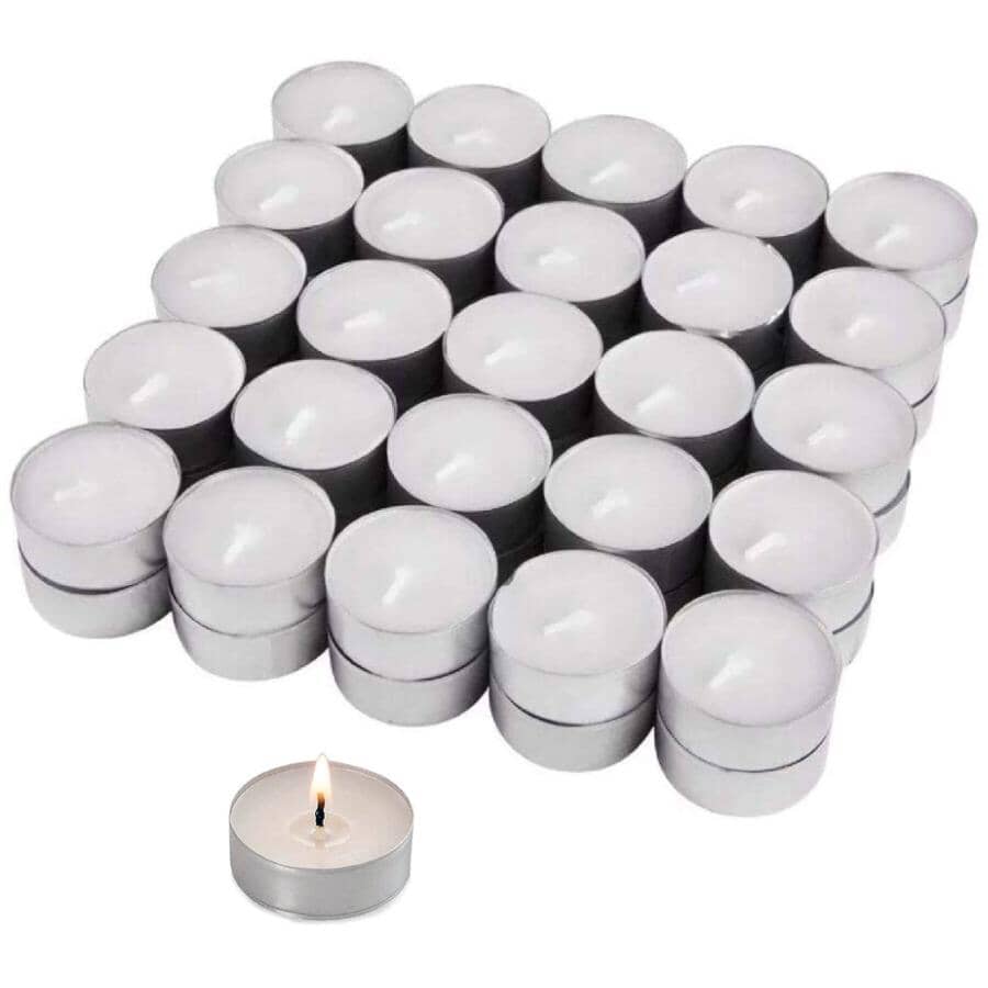 Unscented Tealight Candles - White, 50 Pack