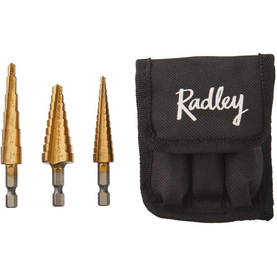 1/4" High Speed Steel Step Drill Bit Set - with Pouch, 3 Piece
