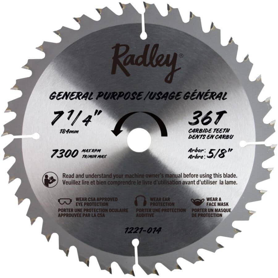 7-1/4" 36 Tooth Carbide Circular Saw Blade