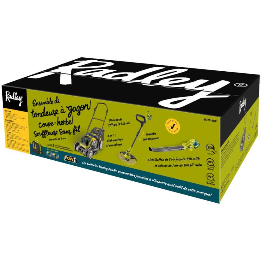 Cordless Lawn Mower, Trimmer & Blower Combo Kit