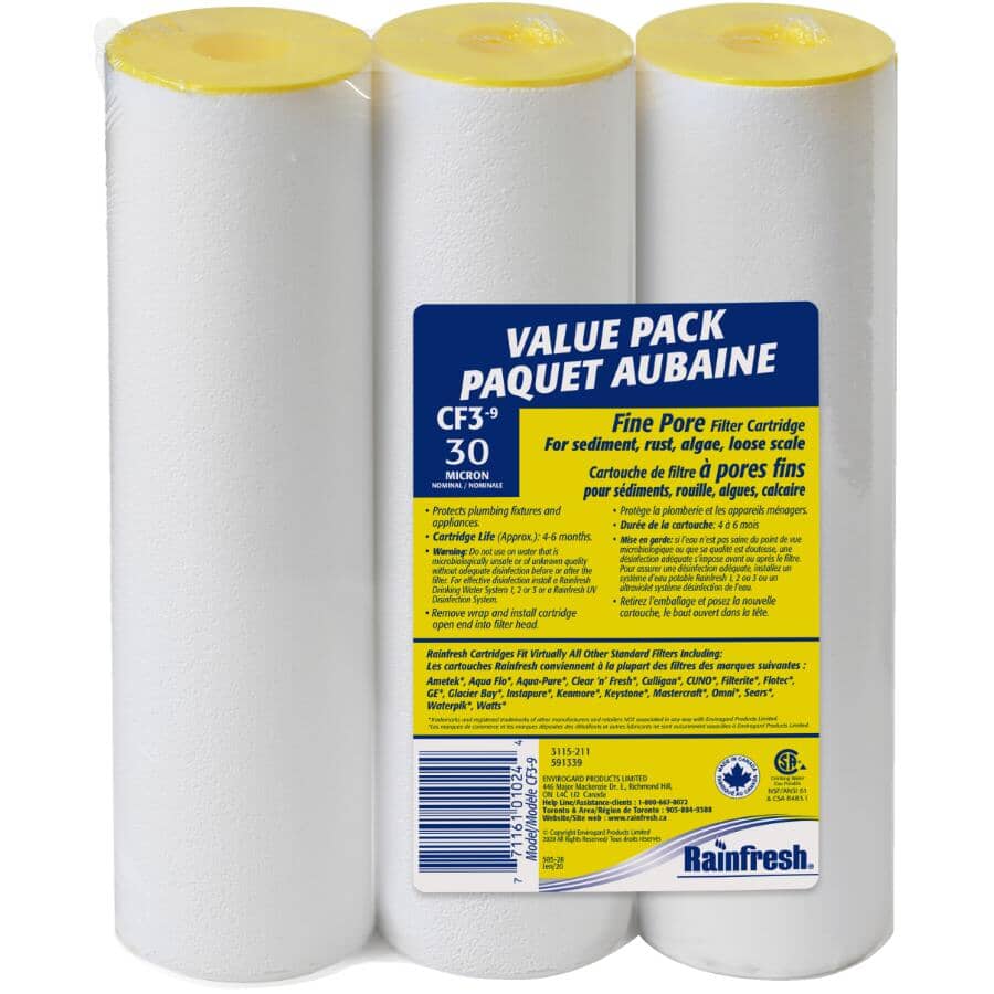 Coarse Pore Sediment Filter Cartridge - 30 Micron, 3 Pack