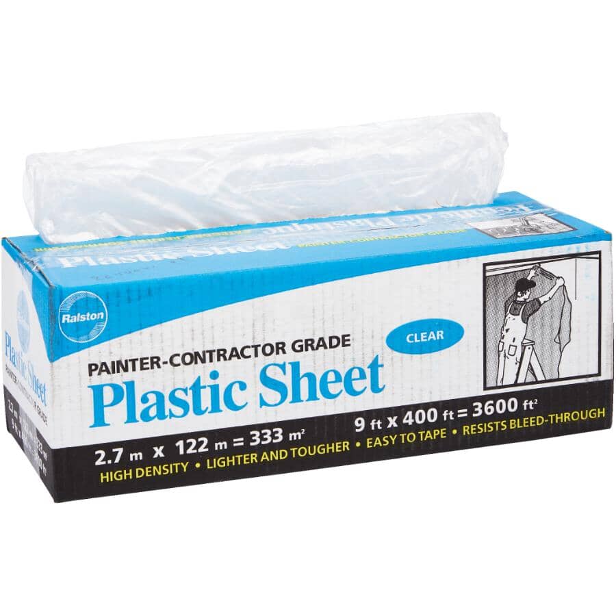 Painter-Contactor Grade Plastic Drop Sheet - 9' x 400'