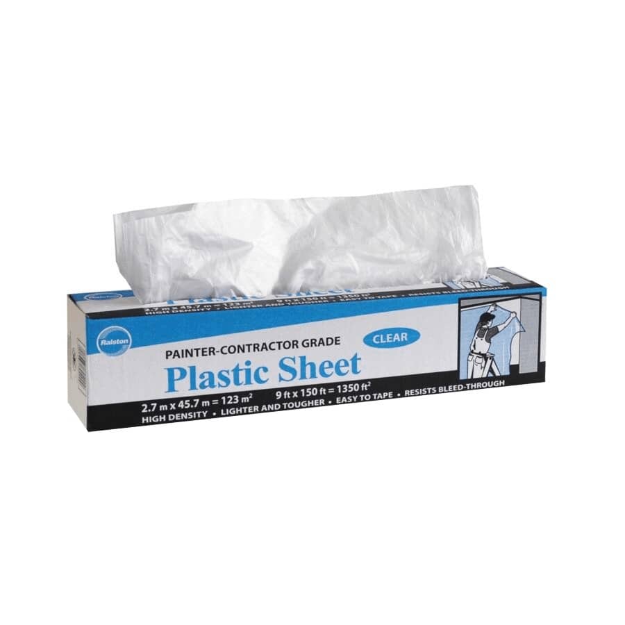 Painter-Contactor Grade Plastic Drop Sheet - 9' x 150'