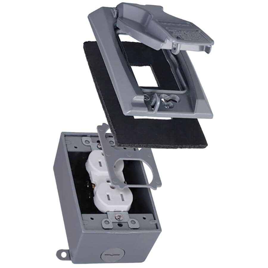 Tamper Resistant/Weather Resistant Silver Metal Duplex Receptacle Kit