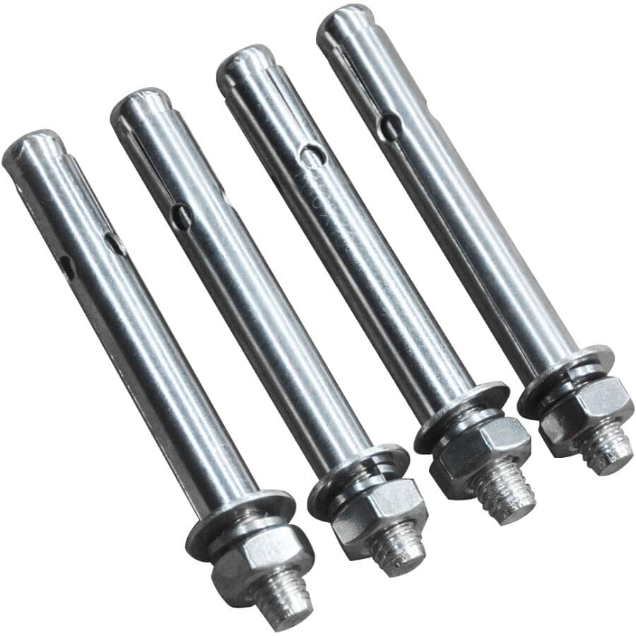 4 Pack Stainless Steel Anchors with Nuts, for Concrete Surface
