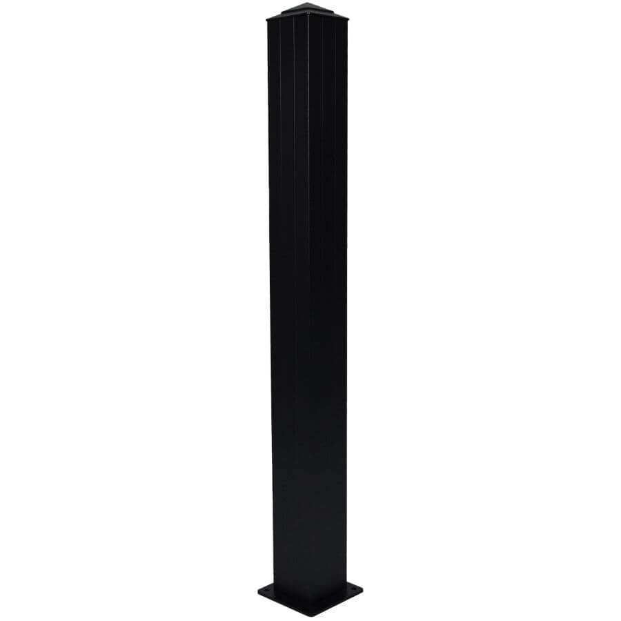 4" Textured Black Aluminum Railing Stair Post - for 42" H