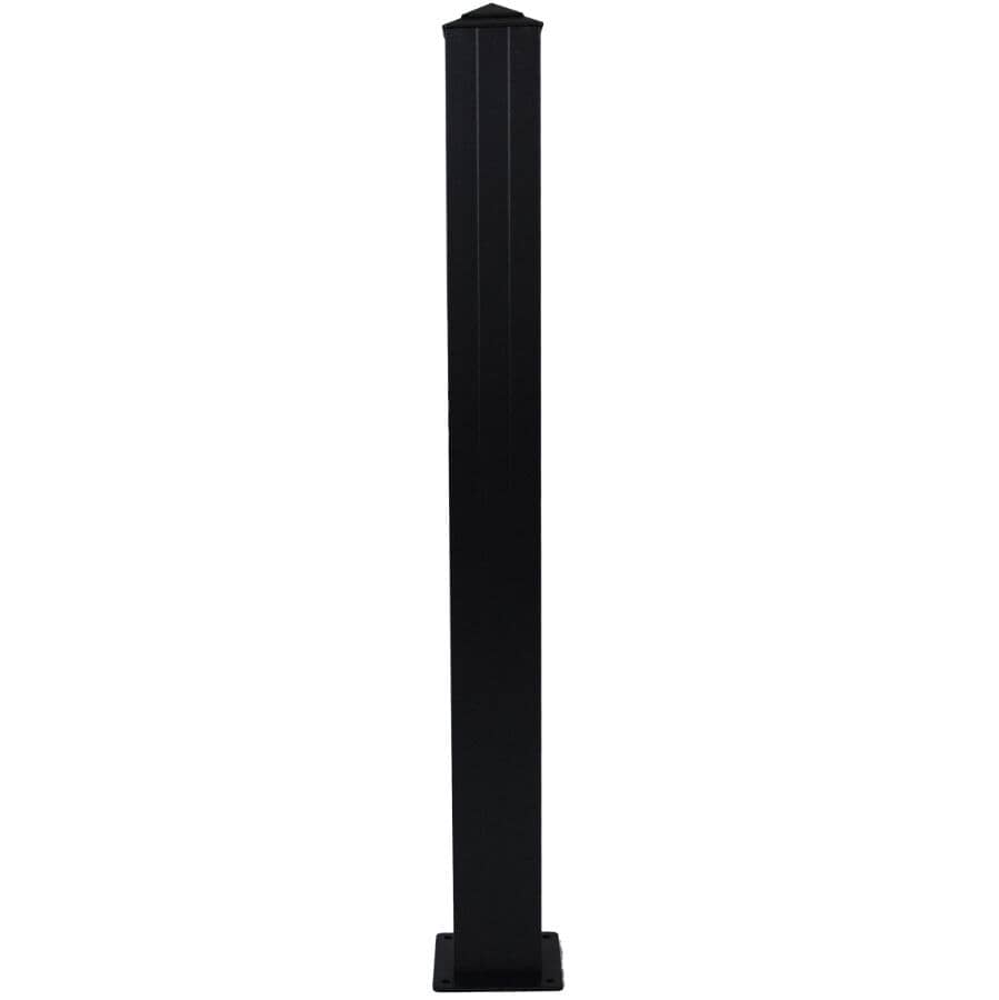 4" Textured Black Aluminum Railing Stair Post - for 42" H