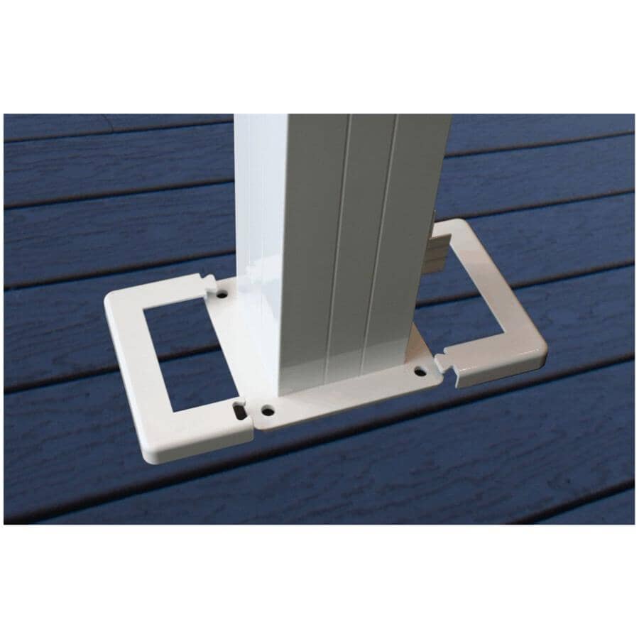 4" x 4" White Aluminum Railing Inline Post