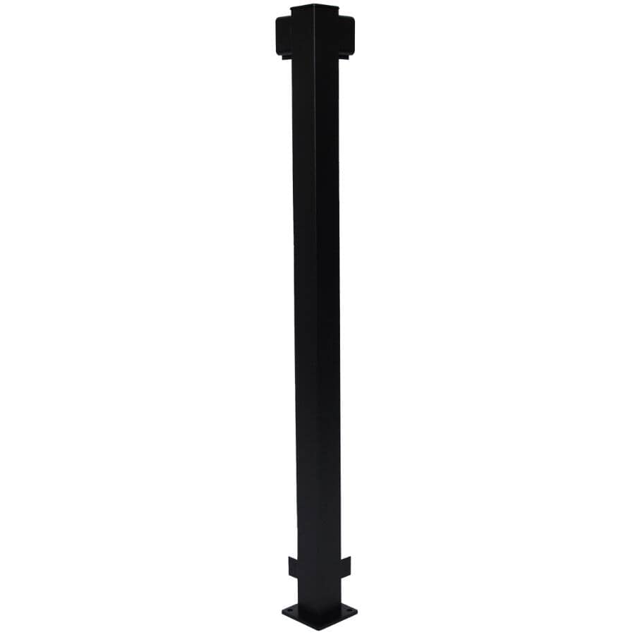 42" Textured Black Aluminum Railing Corner Post
