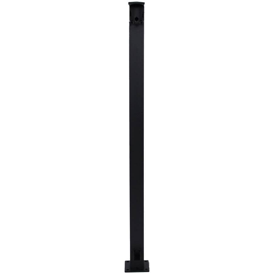 42" Textured Black Aluminum Railing End Post