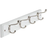 24" 4 Peg White/Brushed Nickel Hat/Coat Rack