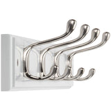 24" 4 Peg White/Brushed Nickel Hat/Coat Rack