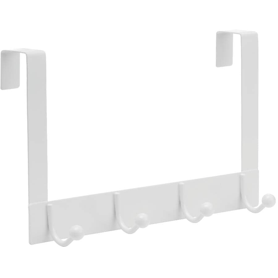 4 Hook White Over The Door Hanger