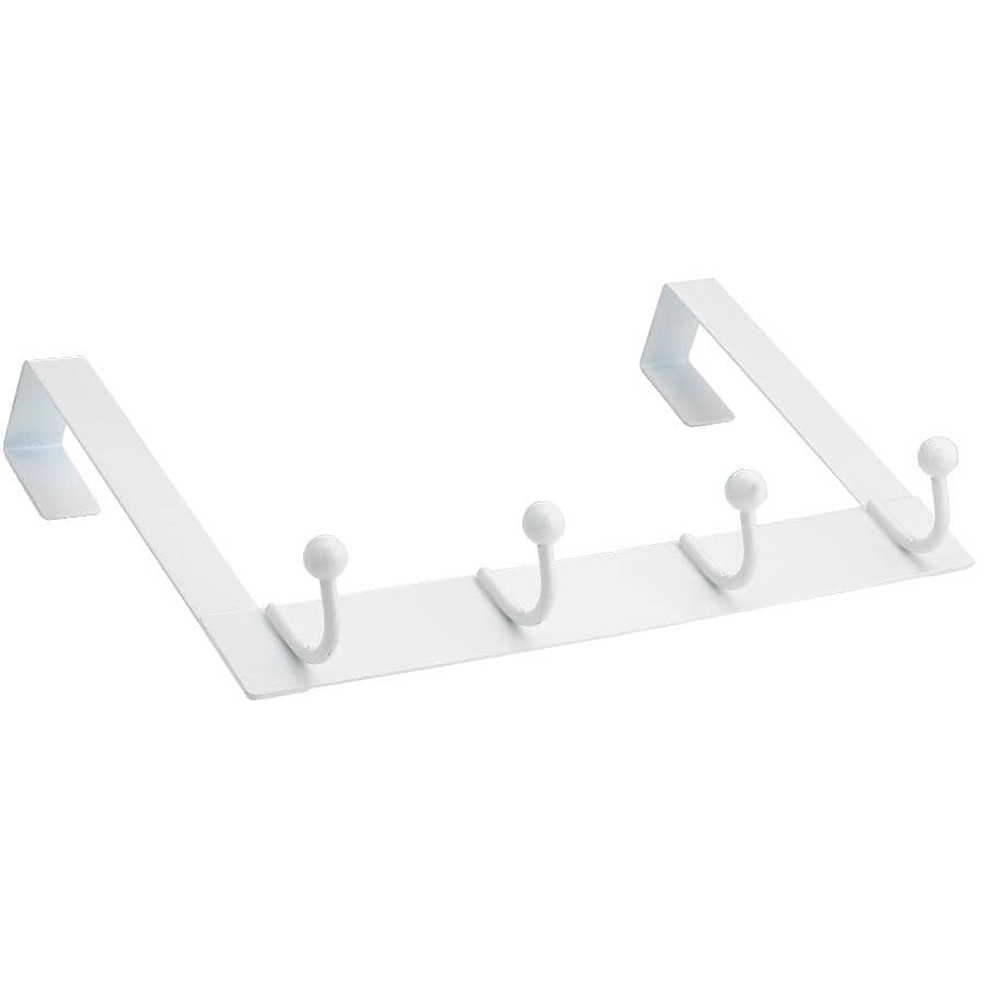 4 Hook White Over The Door Hanger
