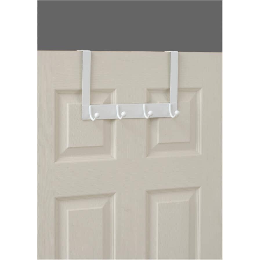 4 Hook White Over The Door Hanger
