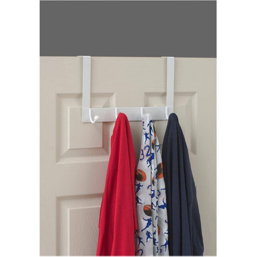 4 Hook White Over The Door Hanger