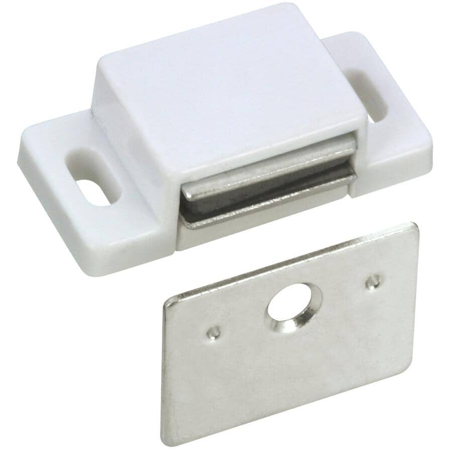 Magnetic Catch - with Plate, White