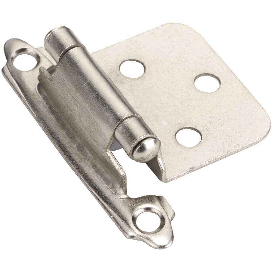 Semi-Concealed Self-Closing Cabinet Hinges - Brushed Nickel, 2 Pack