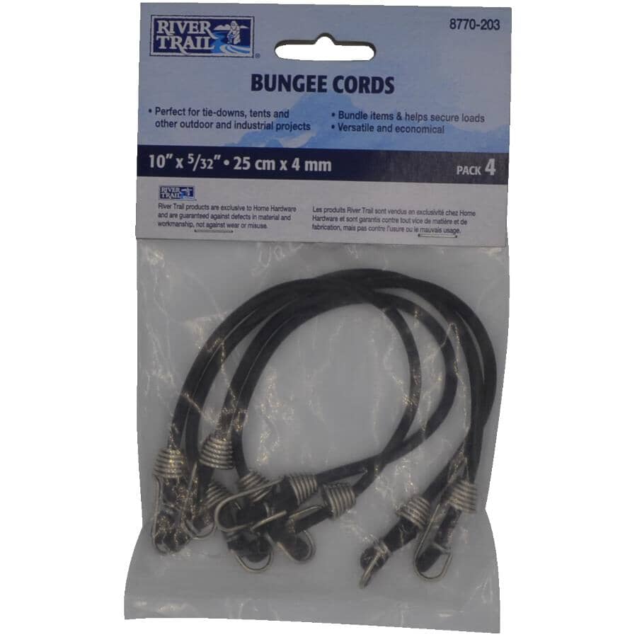 4mm x 10" Bungee Cords - 4 Pack