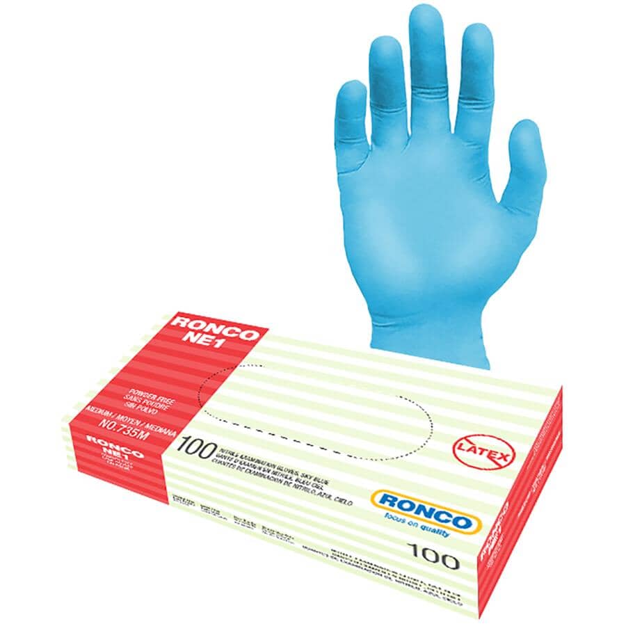 100 Pack Medium NE1 Sky Blue Nitrile Examination Gloves
