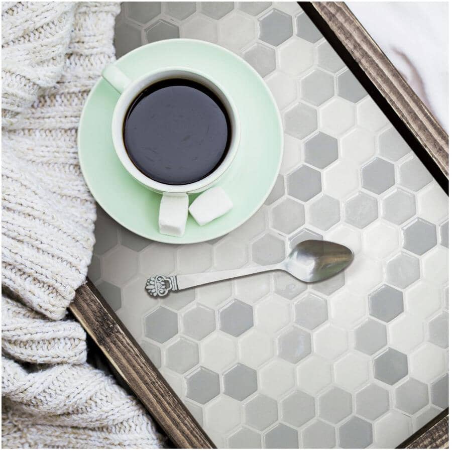 Grey Hexagon Peel & Stick Backsplash Tiles - 10.5", 4 Pack
