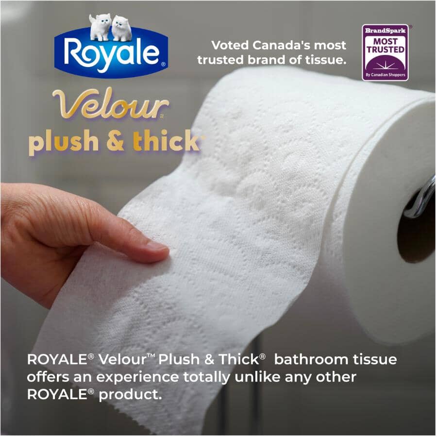 2 Ply Mega Plus Velour Toilet Paper - 284 Sheets, 12 Rolls