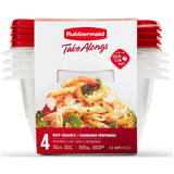 Deep Square Take Along Food Containers - 1.2 L, 4 Pack
