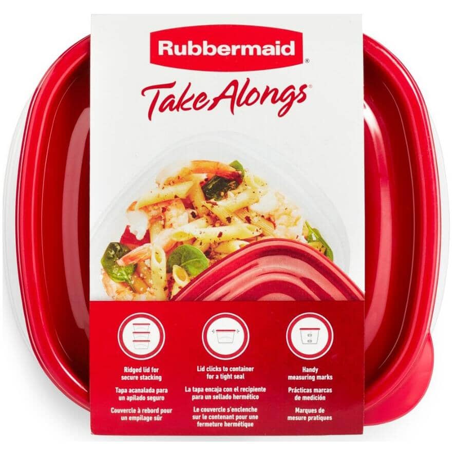 Deep Square Take Along Food Containers - 1.2 L, 4 Pack