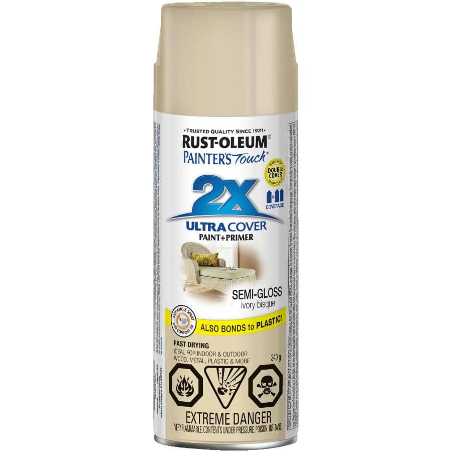 Painter's Touch 2X Ultra Cover Spray Paint - Semi-Gloss Ivory Bisque, 340 g
