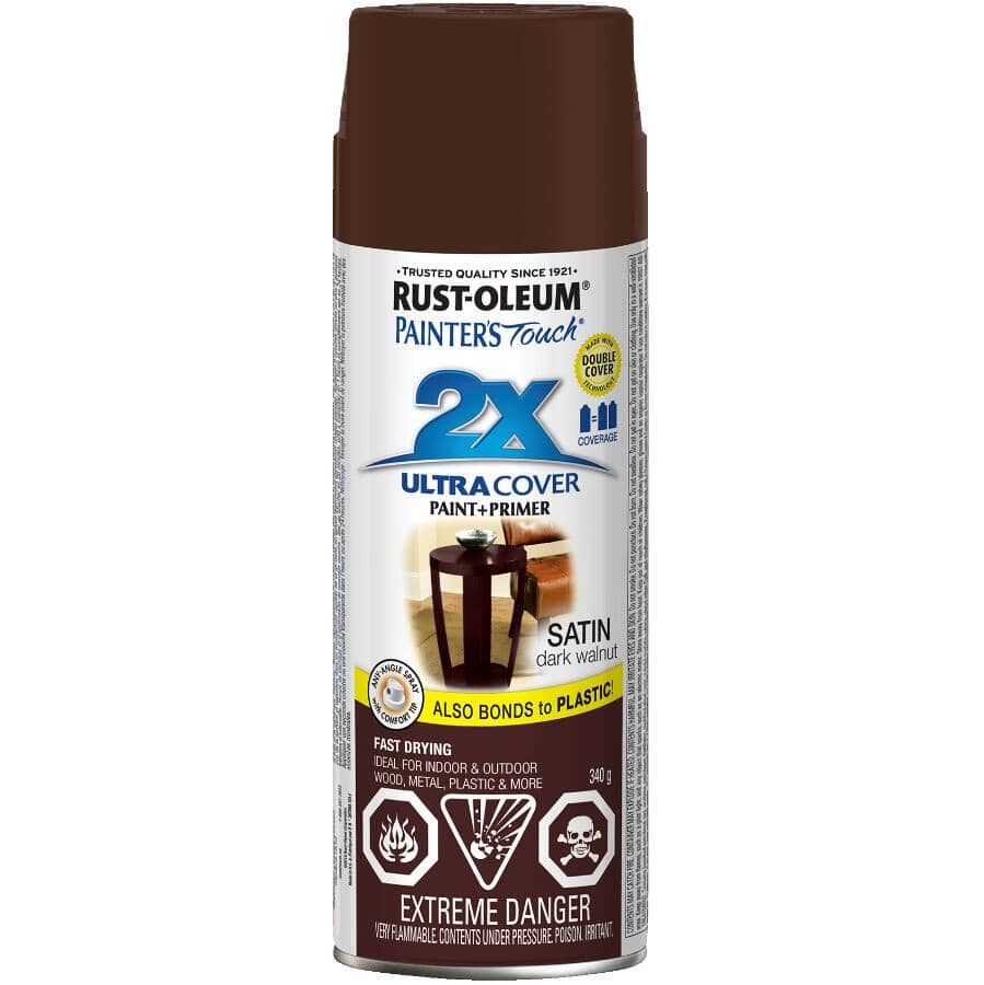 Painter's Touch 2X Ultra Cover Spray Paint - Satin Dark Walnut, 340 g
