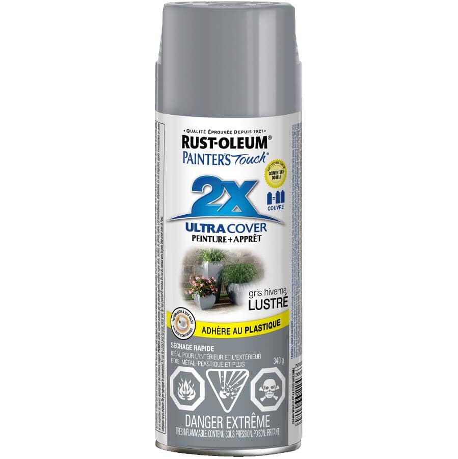 Painter's Touch 2X Ultra Cover Spray Paint - Gloss Winter Grey, 340 g