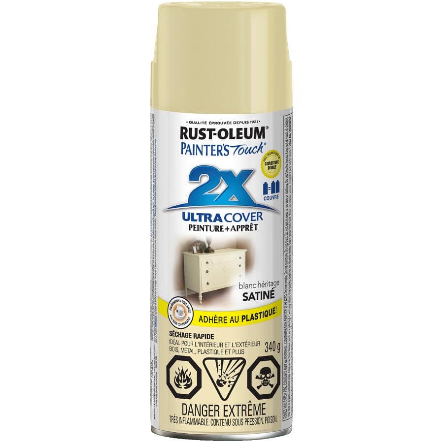 Painter's Touch 2X Ultra Cover Spray Paint - Satin White, 340 g