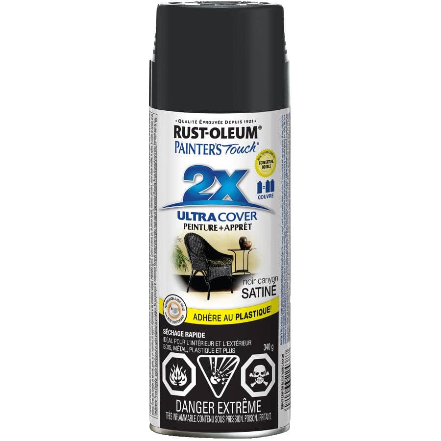 Painter's Touch 2X Ultra Cover Spray Paint - Satin Canyon Black, 340 g