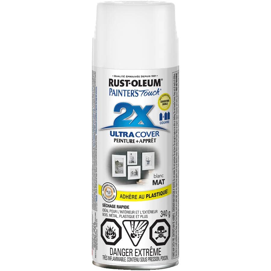 Painter's Touch 2X Ultra Cover Spray Paint - Flat White, 340 g