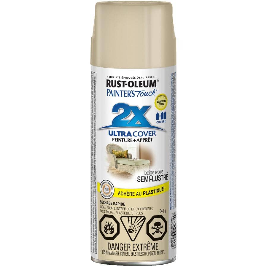 Painter's Touch 2X Ultra Cover Spray Paint - Semi-Gloss Ivory Bisque, 340 g
