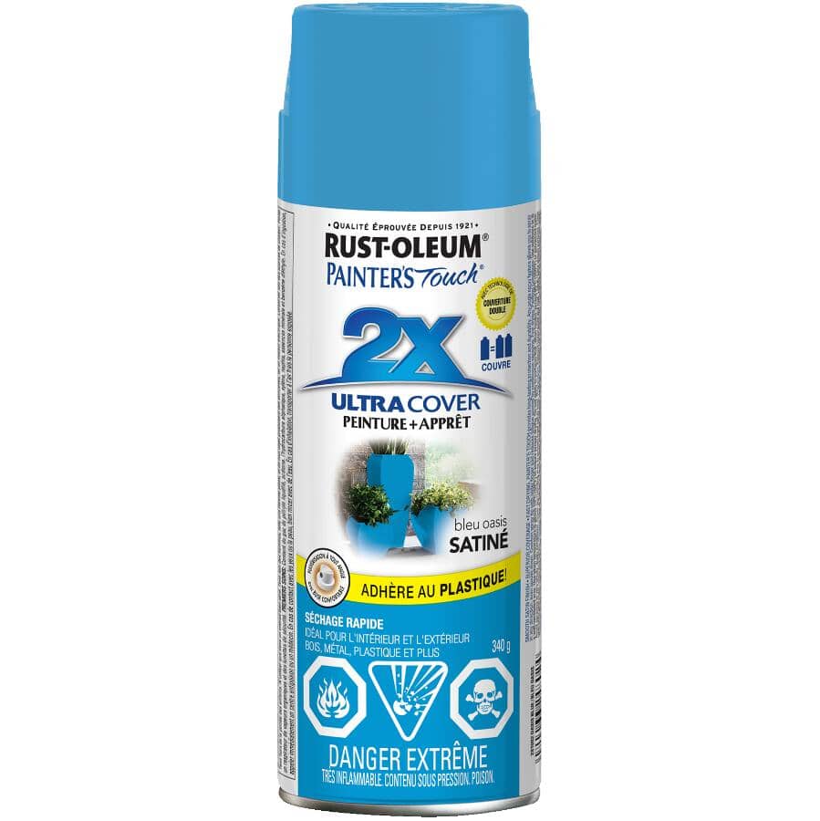 Painter's Touch 2X Ultra Cover Spray Paint - Satin Oasis Blue, 340 g
