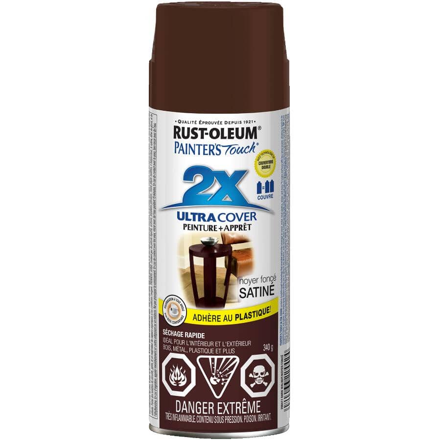 Painter's Touch 2X Ultra Cover Spray Paint - Satin Dark Walnut, 340 g