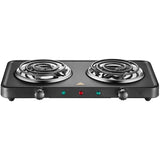 Portable Electric Coil Double Cooktop - with Temperature Control, Black
