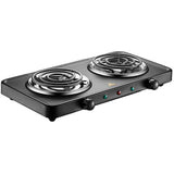 Portable Electric Coil Double Cooktop - with Temperature Control, Black