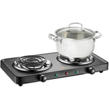 Portable Electric Coil Double Cooktop - with Temperature Control, Black