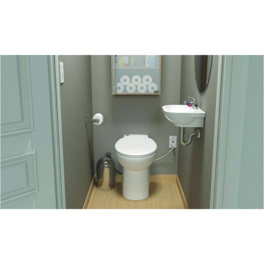 3.8 L/4.8 L Sanicompact Dual Flush Tankless Round Toilet - with Pump, White