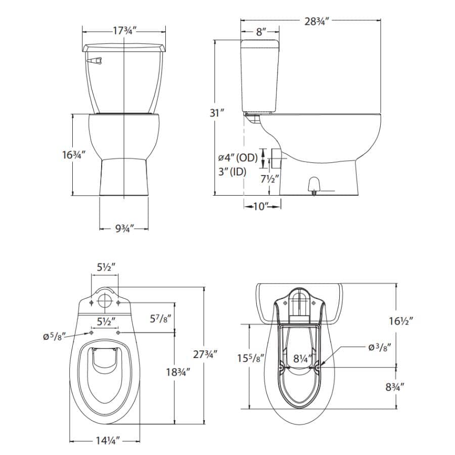 4.8 L Sanibest Pro Elongated Toilet - with Pump, 16.75" Accessible Height, White