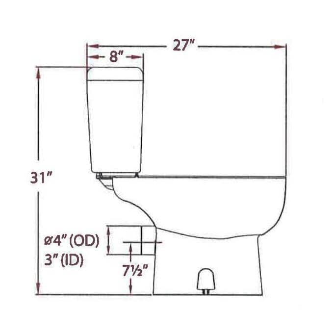 4.8 L Saniplus Round Toilet - with Pump, 16.75" Accessible Height, White