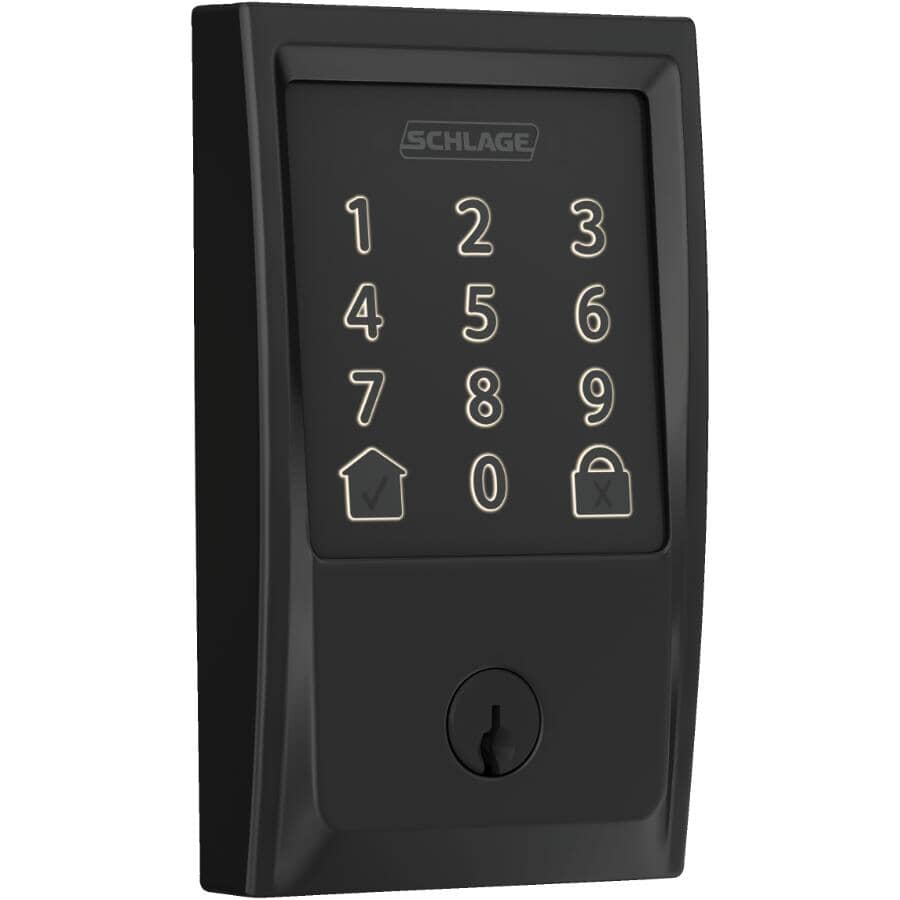 Matte Black Electronic Encode WiFi Deadbolt, with Century Trim