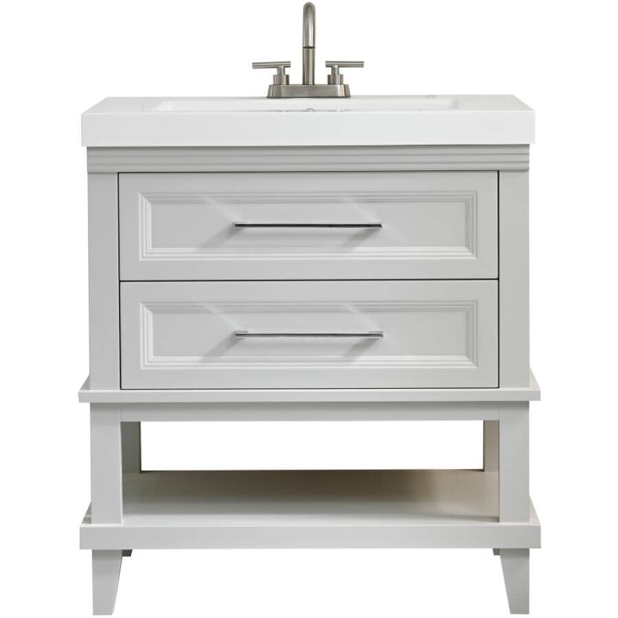 31" W x 19" D Bristol Vanity with Cultured Marble Top - 2 Drawer, Grey