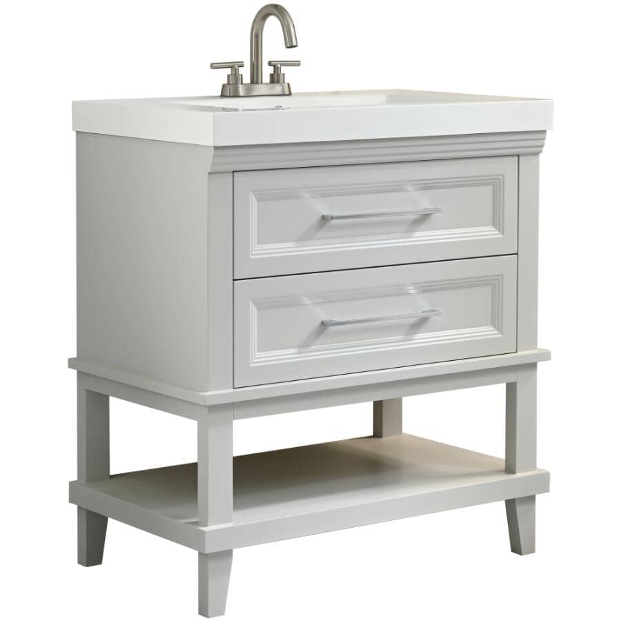 31" W x 19" D Bristol Vanity with Cultured Marble Top - 2 Drawer, Grey