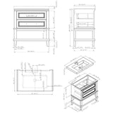 31" W x 19" D Bristol Vanity with Cultured Marble Top - 2 Drawer, Grey